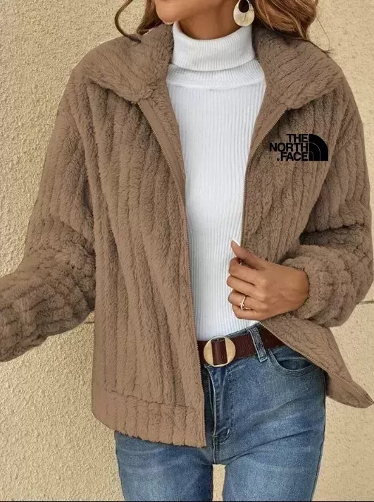 2024 SHORT JACKET LAPEL ZIPPER WINTER COAT WARM PLUSH FLEECE ZIPPER CASUAL COAT