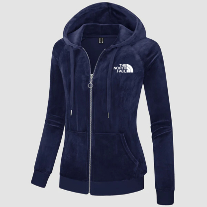 2024 THE NORthtTH FACE-Women's Velour Fleece Hoodie Jacket Slim Fit Outwear