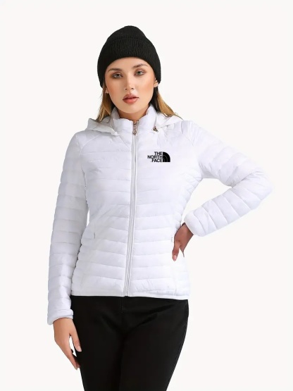 2024 THE NORthtTH FACE-Women's Ultralight Winter Hooded Down Jacket - Casual Warm Jacket, Long Sleeves, Zipper, Solid Color