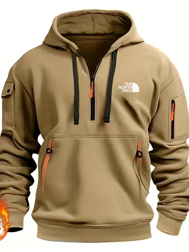 2024 THE NORthtTH FACE Men's Everyday Sweatshirt with Fur Lining and Multiple Zippered Pockets - V-Neck Sweater