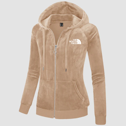 2024 THE NORthtTH FACE-Women's Velour Fleece Hoodie Jacket Slim Fit Outwear