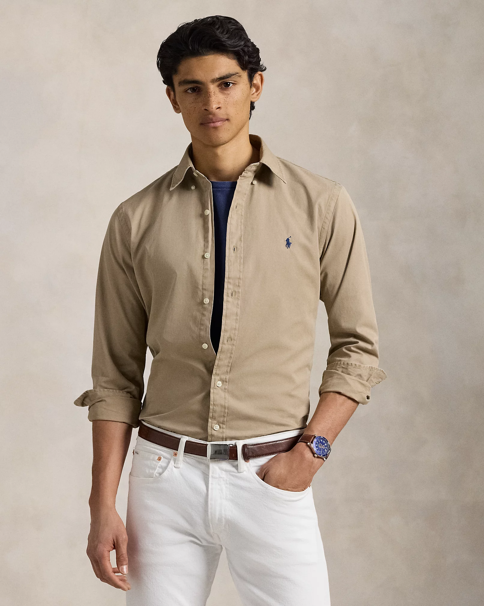 Chemise ajustée en sergé