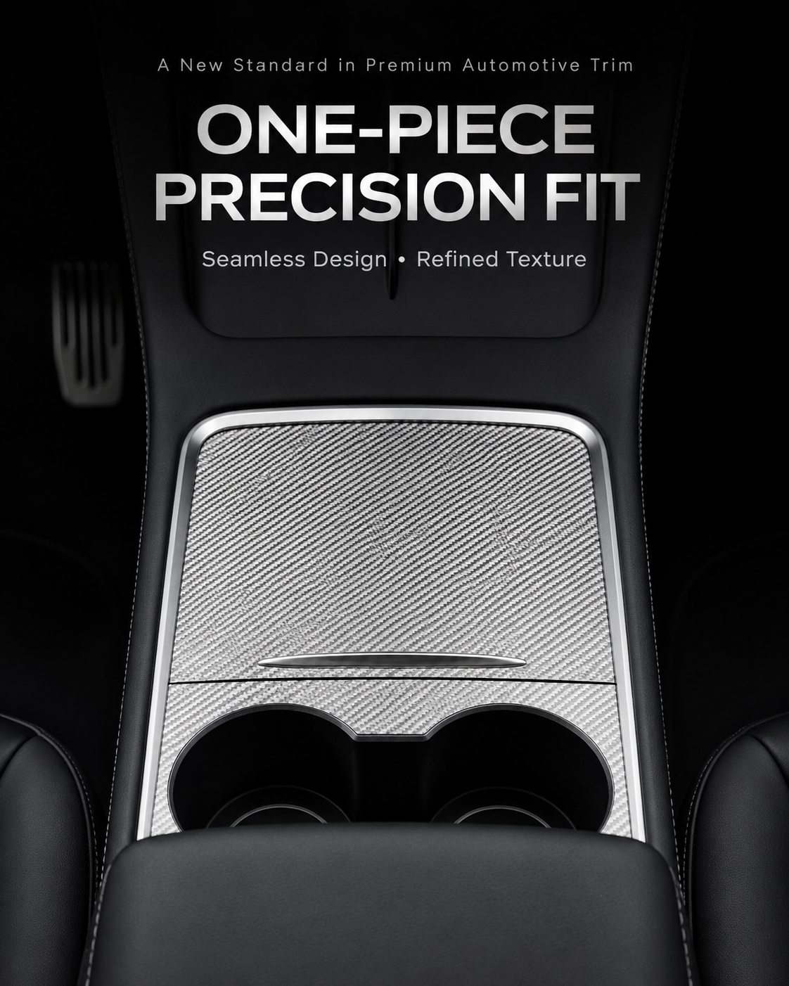 Genuine Carbon Fiber Center Console Panel Cover for Tesla, Real Carbon Fiber Interior Trim Overlay, Ultra-Thin Precision Fit, Scratch & Wear Protection, No-Drill Damage-Free Installation, Sporty Luxury Interior Upgrade