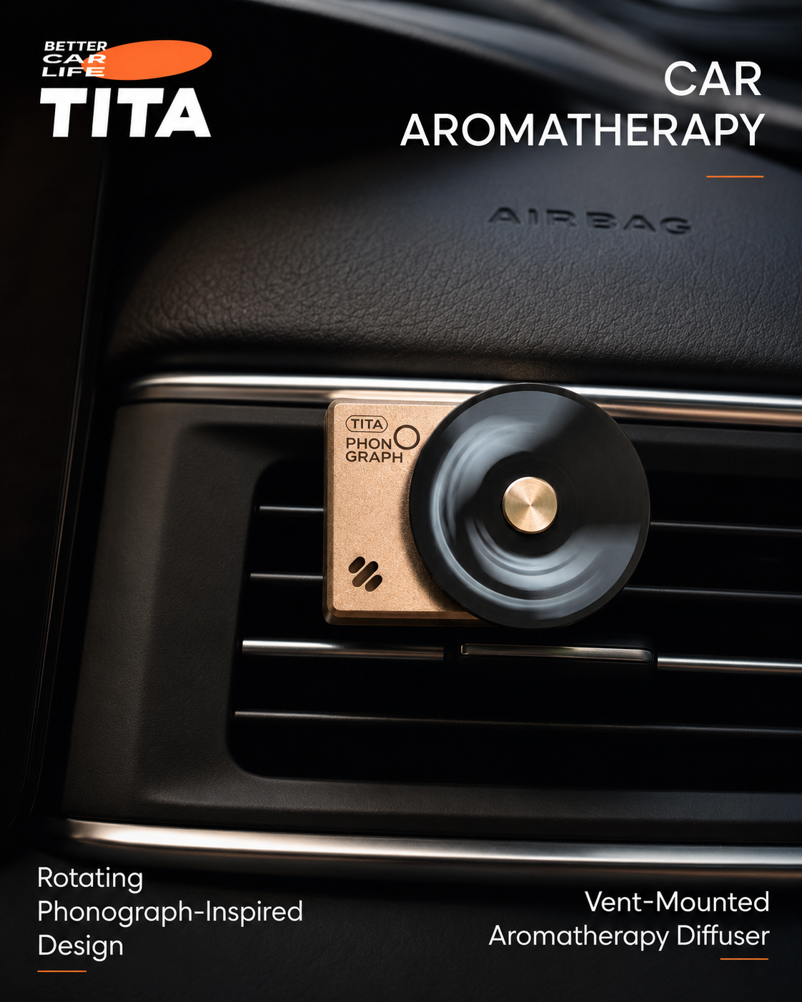 All-Metal Magnetic Car Air Freshener, Compact Turbo Hollow Airflow Fragrance Diffuser for Cars, Strong Magnetic Hold, Stable Anti-Drop Mount, No-Block Air Vent Design, Tool-Free Easy Installation, Premium Interior Decoration