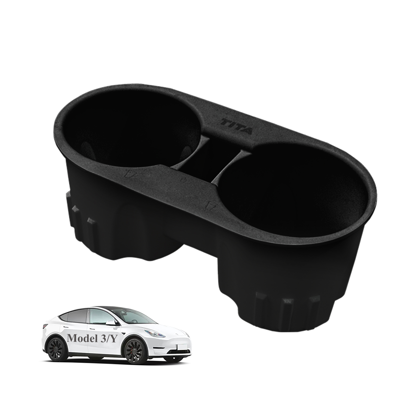 TITA Cup Holder Insert for Tesla Model 3 & Y (2021-2024) with Key Card Design, Easy to Install, Easy to Clean, Perfect Fit, Cup Securely Relies, Not Fit for 2024-2025 Model 3 Highland & 2025 New Model Y