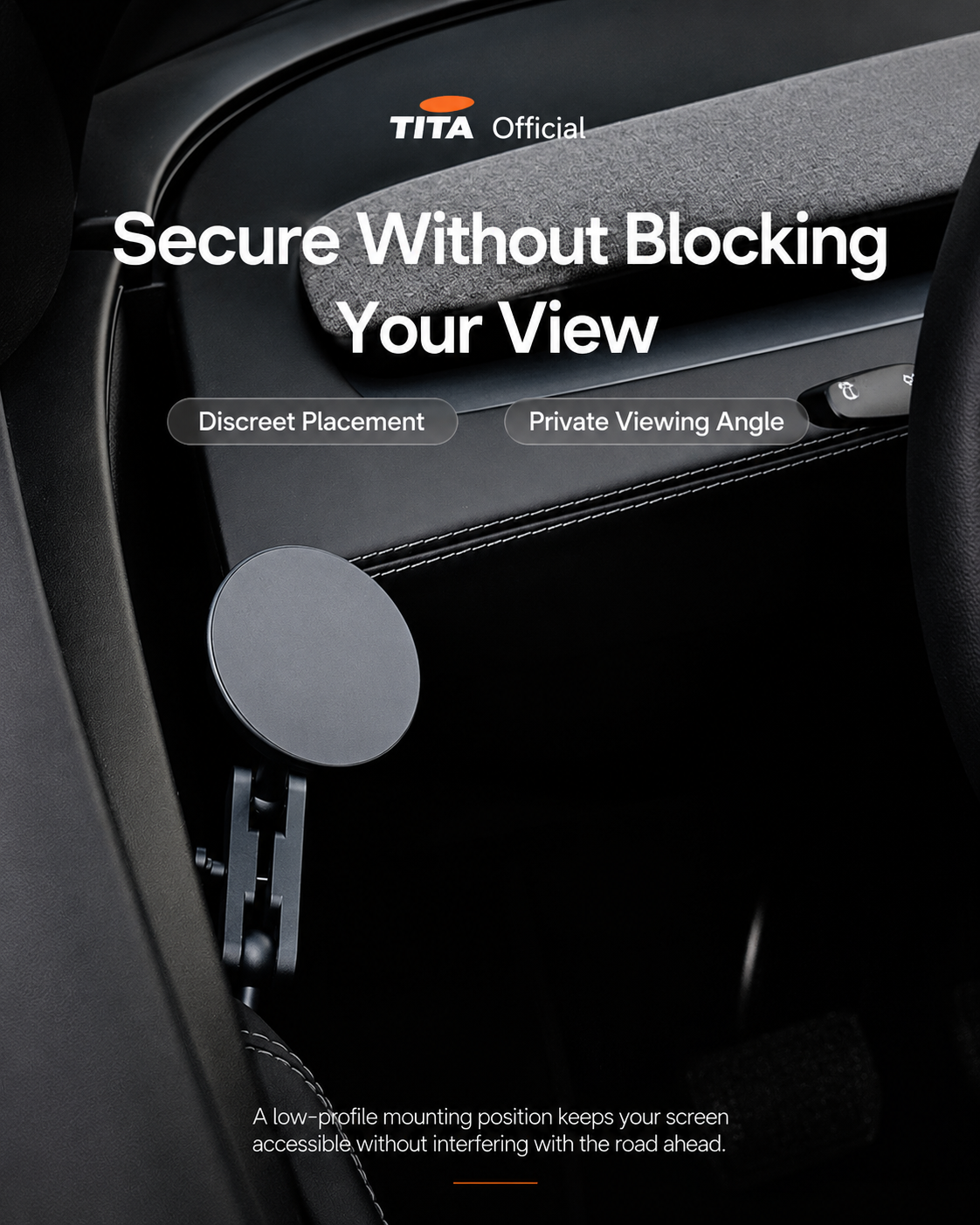 Tesla Door-Side Magnetic Phone Mount, Custom-Fit Car Phone Holder for Tesla Model 3/Y, MagSafe Compatible iPhone Magnetic Holder, No-Block View & Air Vent Design, Minimalist Matte Interior Accessory