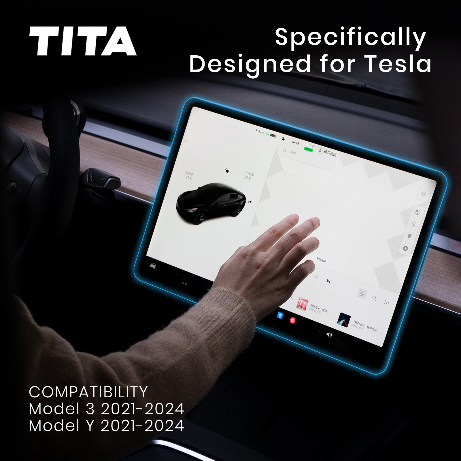 2025 Upgrade Tempered Glass Screen Protector for Tesla Model 3 and Tesla Model Y (2020-2024), Anti-glare, Anti-Fingerprint, Auto Alignment Kit Accessories