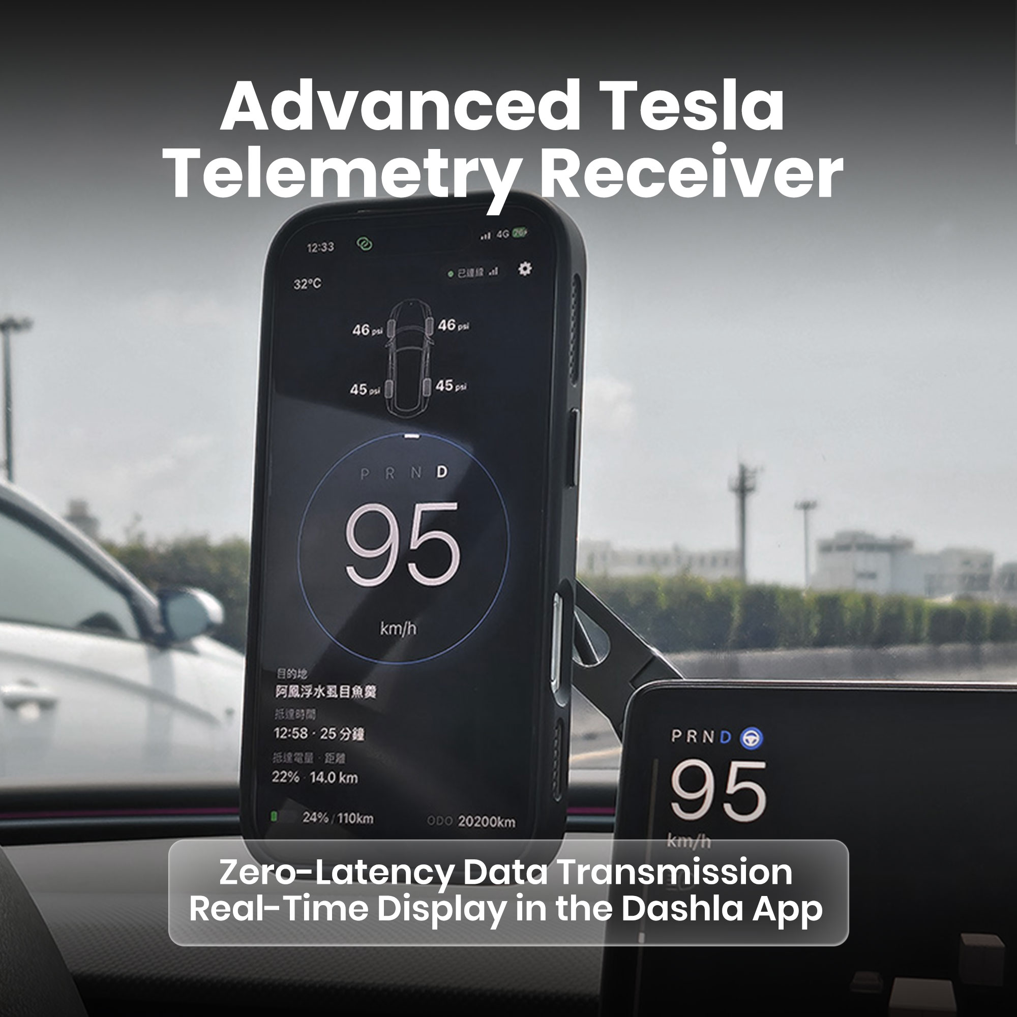 TITA Tesla Data Receiver for Dashla App – Ultra-Low Latency Vehicle Signal Transmission, Real-Time Speed, Navigation, Traffic Light & Vehicle Status Data, One-Way Data Transmission