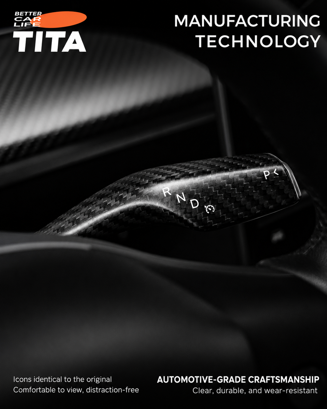 Genuine Carbon Fiber Gear Shift Cover Kit for Tesla, Premium Wear & Scratch Resistant Shift Trim, Gloss Black/Silver/Obsidian Options, No-Drill Easy Installation, Universal Fit for Tesla Models, Precision Fit Smooth Touch Interior Upgrade