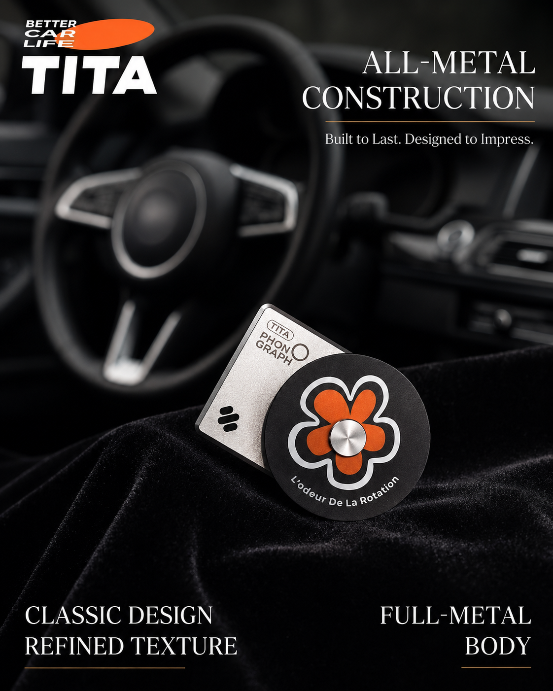 All-Metal Magnetic Car Air Freshener, Compact Turbo Hollow Airflow Fragrance Diffuser for Cars, Strong Magnetic Hold, Stable Anti-Drop Mount, No-Block Air Vent Design, Tool-Free Easy Installation, Premium Interior Decoration
