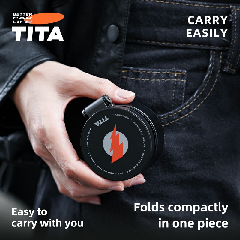 TITA Suction Magnetic Car Phone Holder, Electric Magnetic Car Phone Holder Mount Foldable Adjustable Car Mount, Mirror/Glass/Screen/Smooth None Porous Surface