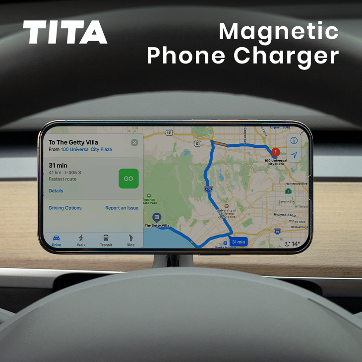 2025 Upgraded Phone Magnetic Charger for Tesla Model 3 / Y, MagSafe Car Mount for Tesla, Tesla Phone Holder Accessories, Strong Magnets, Never Block