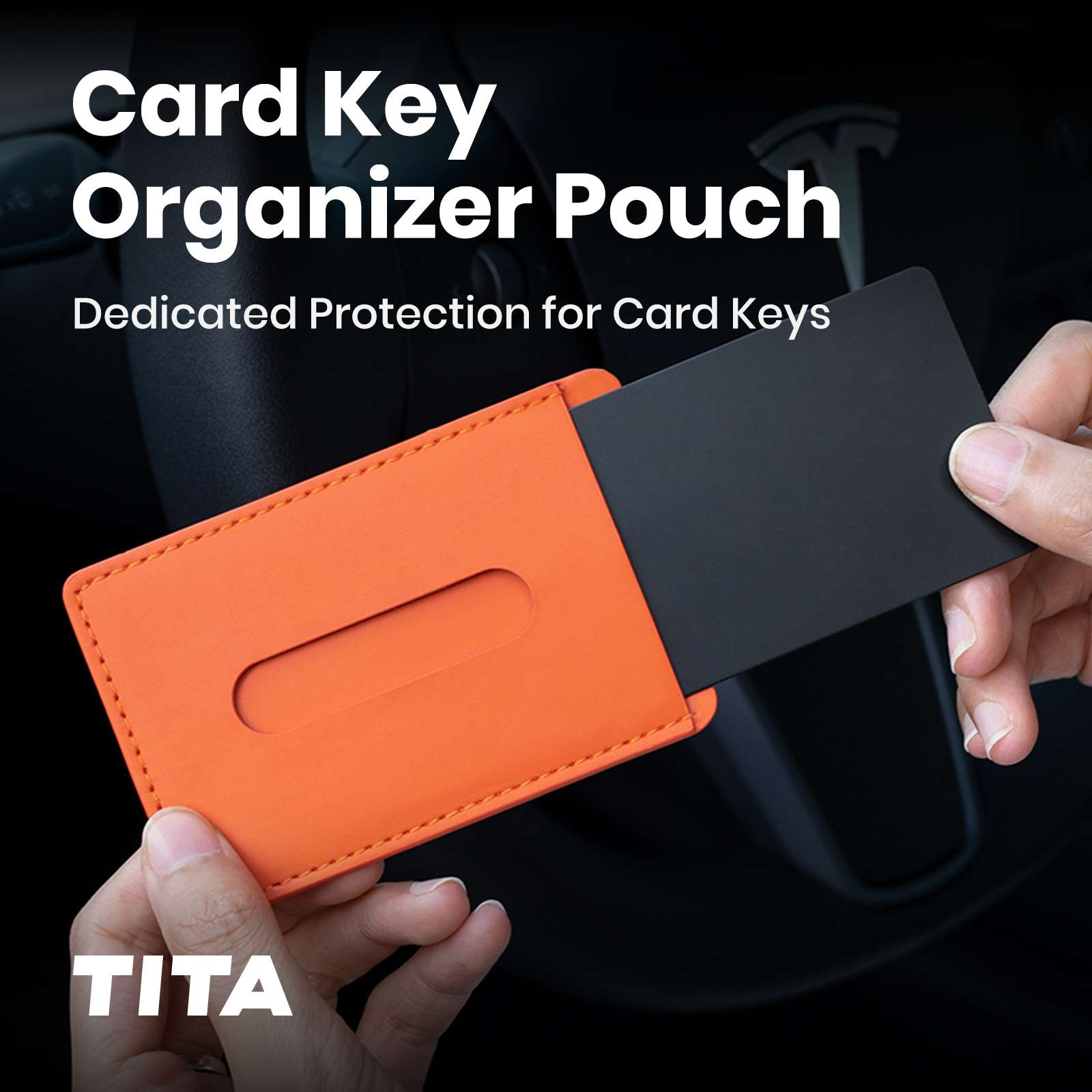 Card Holder Case for Tesla Key Cards, Key Card Leather Protective Case, Compatible Tesla Model 3/X/Y/S/Cybertruck, Tesla Key Cards Accessories​