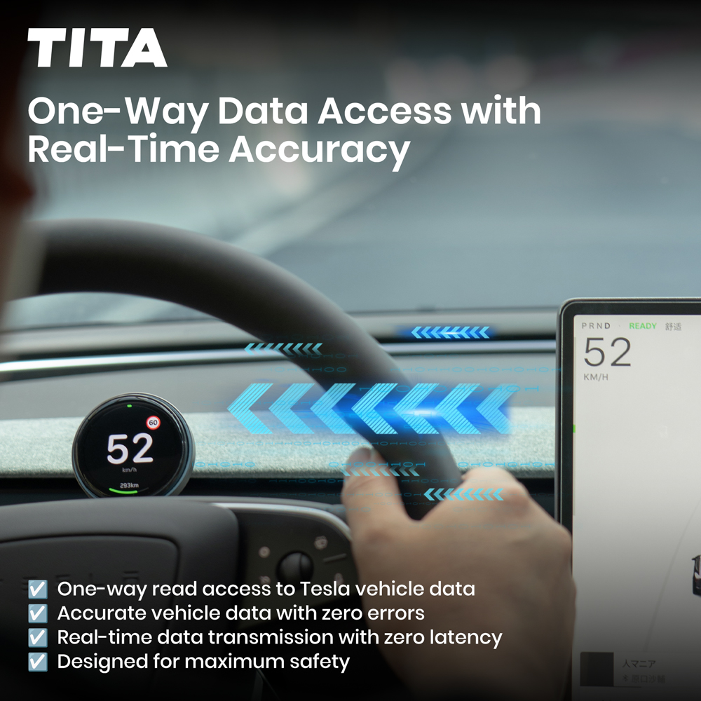 TITA 1.75" Smart Head Up Display Ultra for Tesla, with Magnetic Charging Mount, Zero-Delay Tesla Data Sync, HUD for Model 3, Model Y, Model 3 Highland, Model Y Juniper