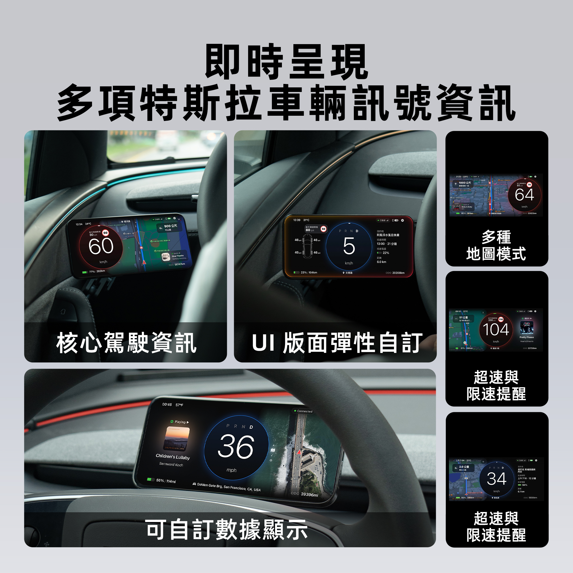 TITA 特斯拉數據接收器（適用於 Dashla App）– 超低延遲車輛訊號傳輸，即時顯示車速、導航、紅綠燈與車輛狀態資訊，安全單向數據傳輸