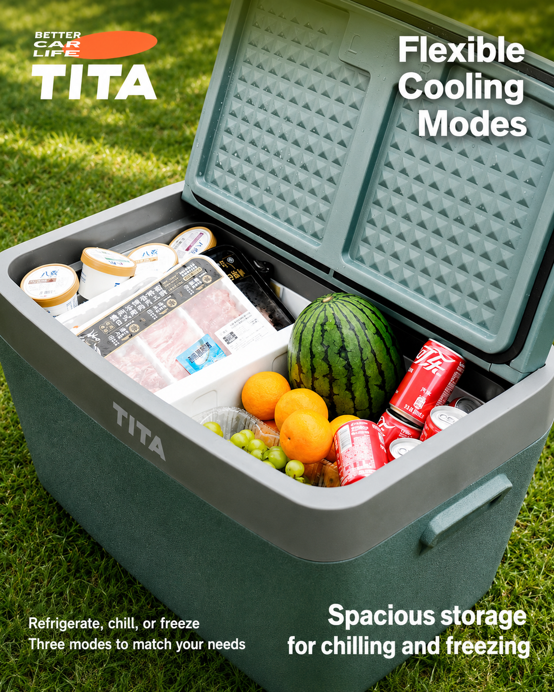 Tesla Model Y 40L Car Refrigerator, Custom-Fit Dual-Zone Portable Fridge Freezer with Powerful Cooling, 5-Level Battery Protection, Large Capacity Electric Cooler, Model Y Trunk Camping Travel Refrigerator