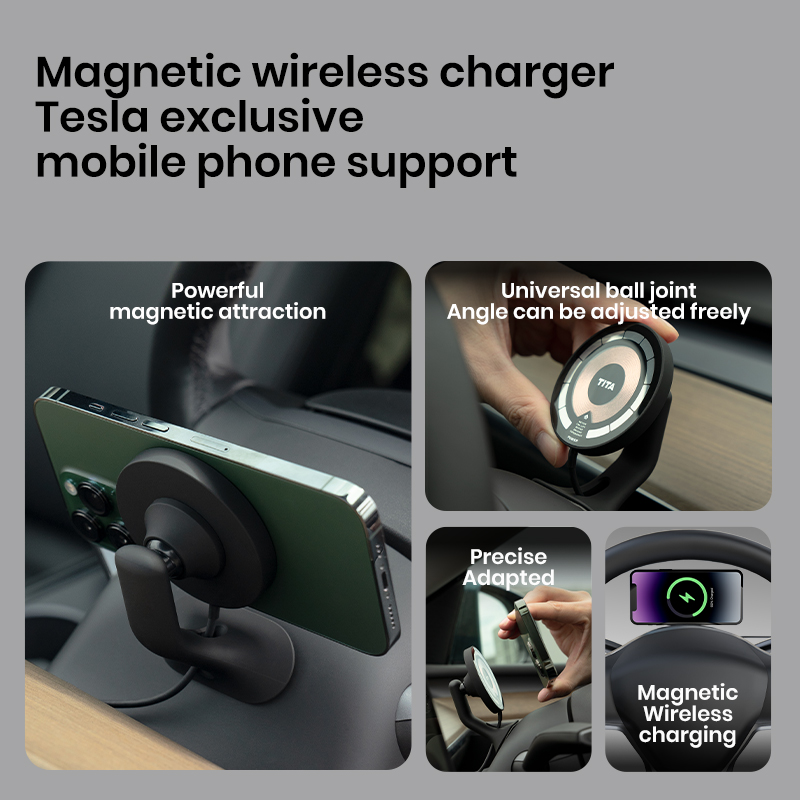 2025 Upgraded Phone Magnetic Charger for Tesla Model 3 / Y, MagSafe Car Mount for Tesla, Tesla Phone Holder Accessories, Strong Magnets, Never Block