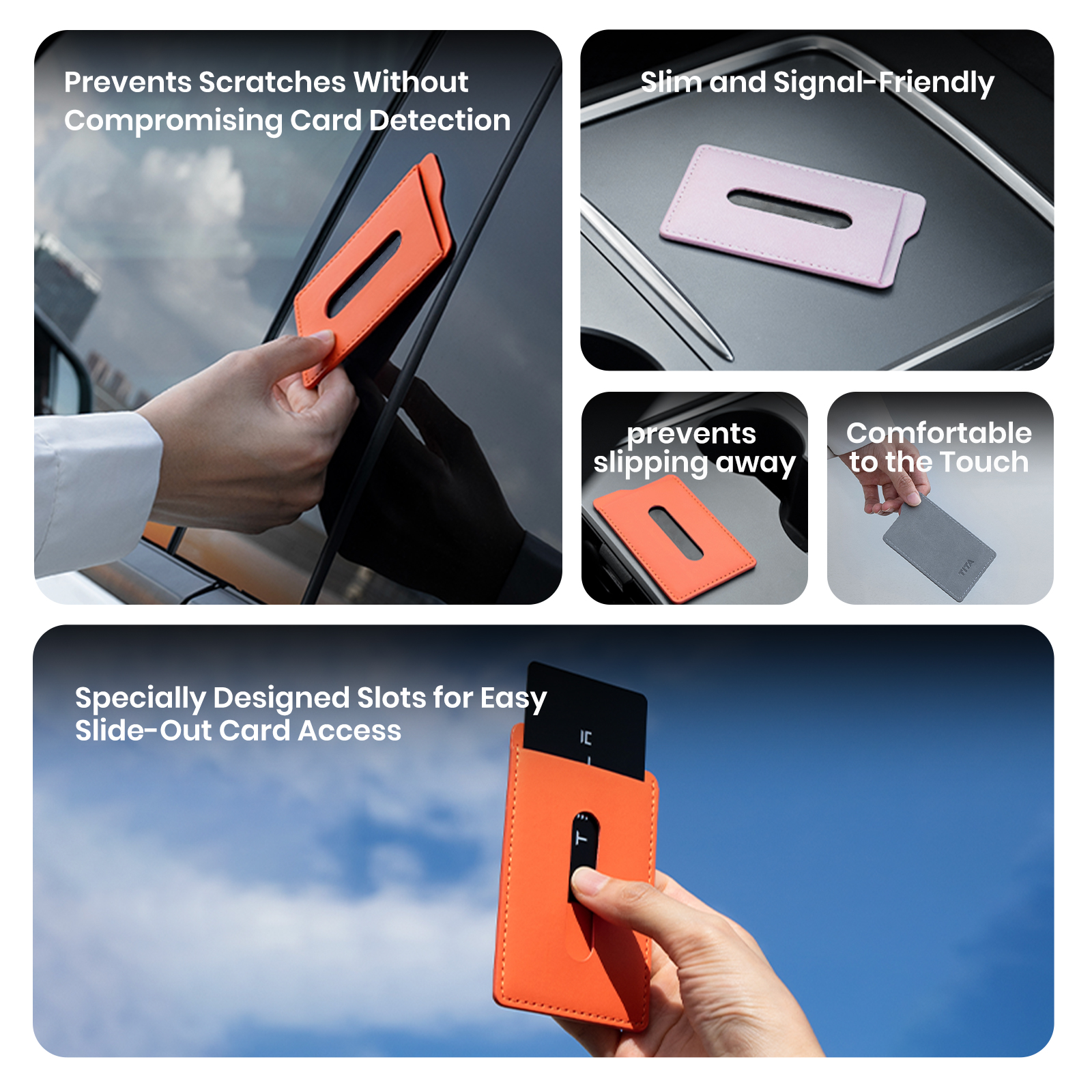 Card Holder Case for Tesla Key Cards, Key Card Leather Protective Case, Compatible Tesla Model 3/X/Y/S/Cybertruck, Tesla Key Cards Accessories​