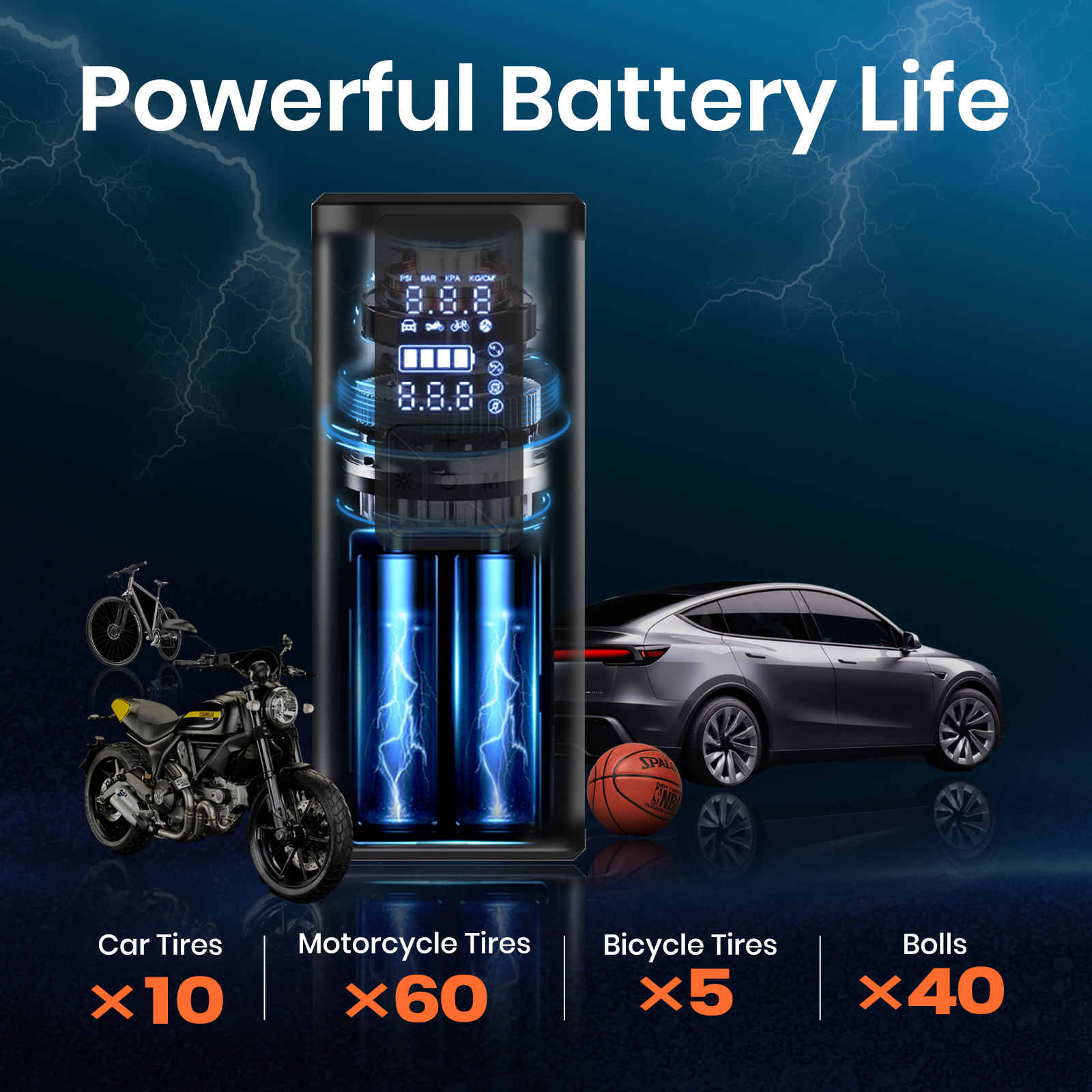 TITA Tire Inflator Portable Air Compressor - 2X Faster 150 PSI Air Pump for Car Tires - Wireless Car Tire Inflator with Pressure Gauge - Portable Tire Inflator for Car, Motor, Bike And Balls