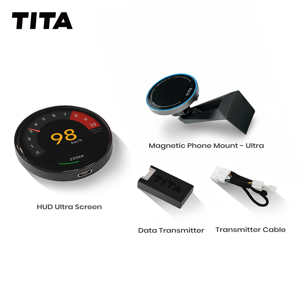 TITA 1.75" Smart Head Up Display Ultra for Tesla, with Magnetic Charging Mount, Zero-Delay Tesla Data Sync, HUD for Model 3, Model Y, Model 3 Highland, Model Y Juniper