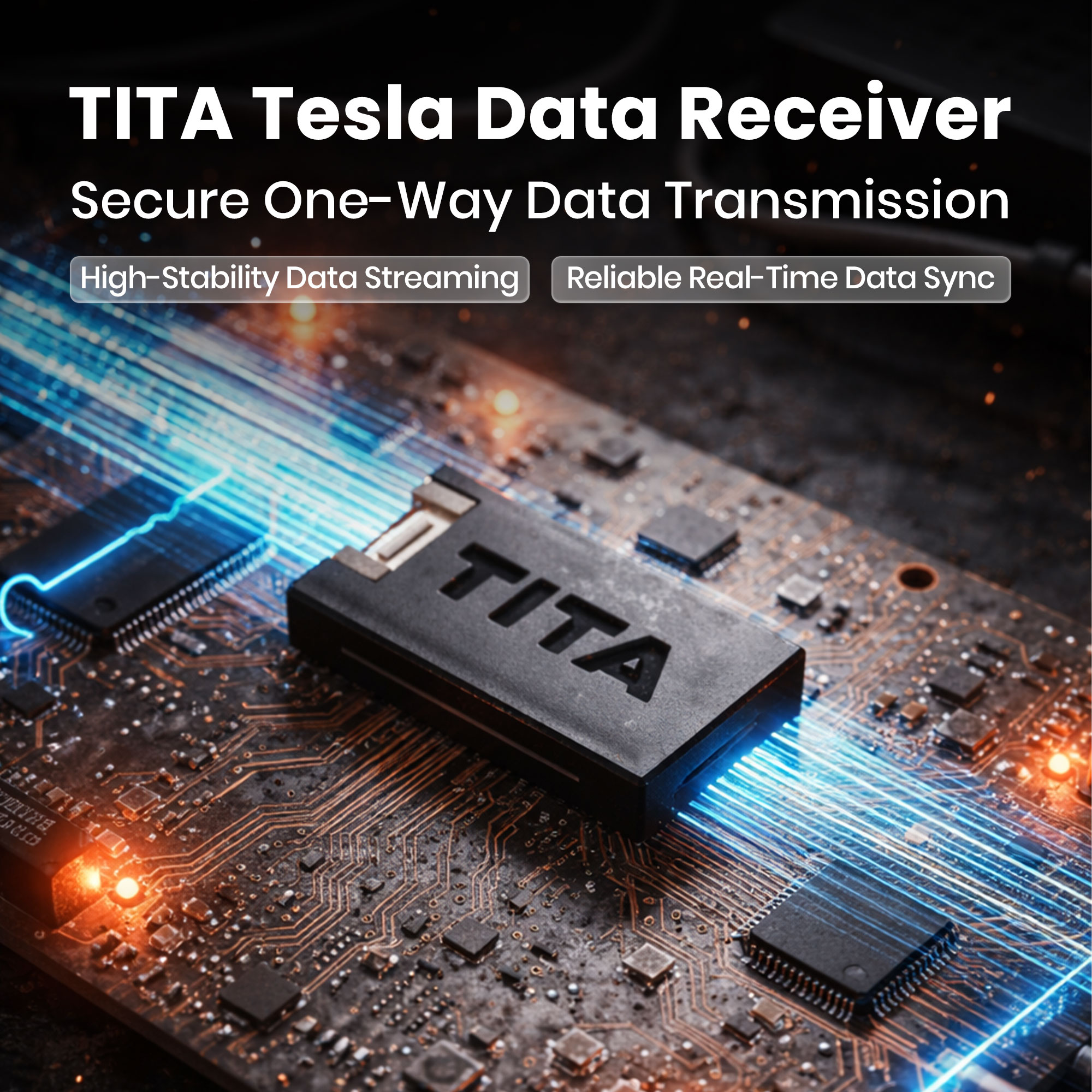 TITA Tesla Data Receiver for Dashla App – Ultra-Low Latency Vehicle Signal Transmission, Real-Time Speed, Navigation, Traffic Light & Vehicle Status Data, One-Way Data Transmission