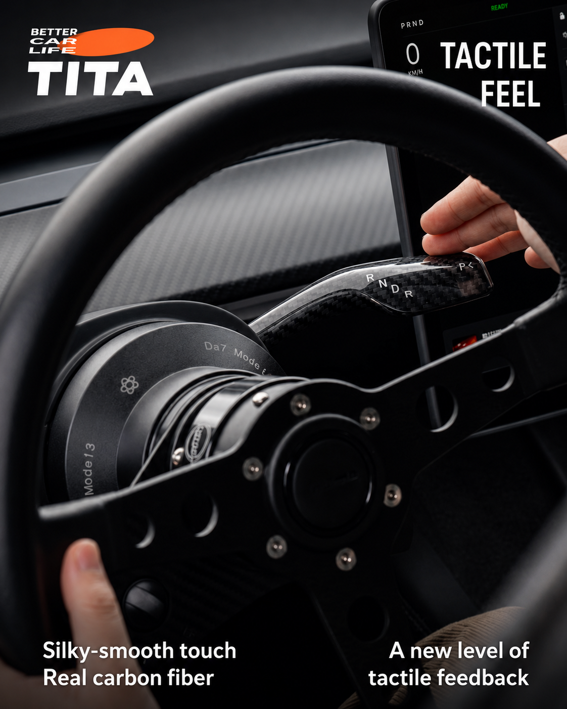 Genuine Carbon Fiber Gear Shift Cover Kit for Tesla, Premium Wear & Scratch Resistant Shift Trim, Gloss Black/Silver/Obsidian Options, No-Drill Easy Installation, Universal Fit for Tesla Models, Precision Fit Smooth Touch Interior Upgrade