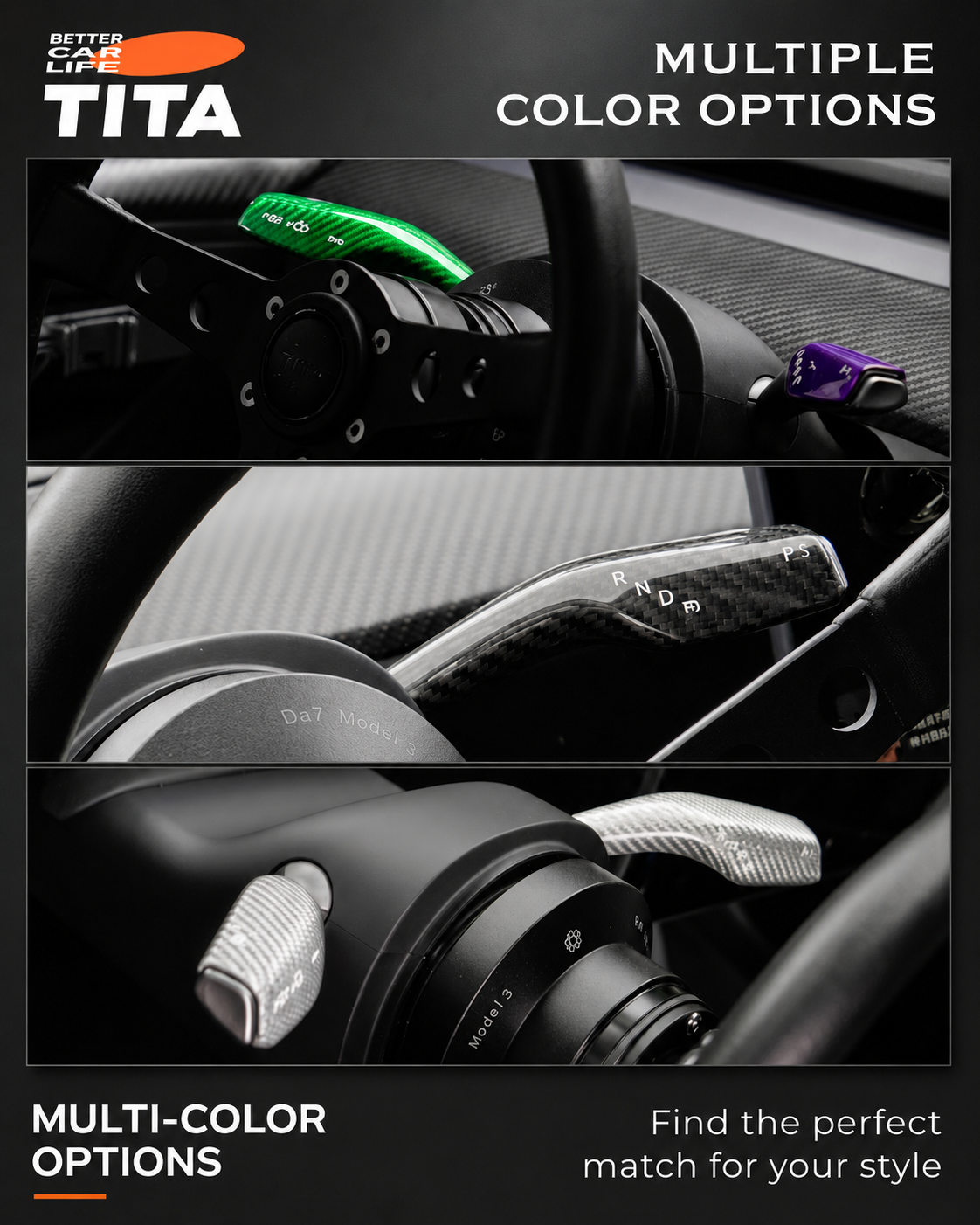 Genuine Carbon Fiber Gear Shift Cover Kit for Tesla, Premium Wear & Scratch Resistant Shift Trim, Gloss Black/Silver/Obsidian Options, No-Drill Easy Installation, Universal Fit for Tesla Models, Precision Fit Smooth Touch Interior Upgrade