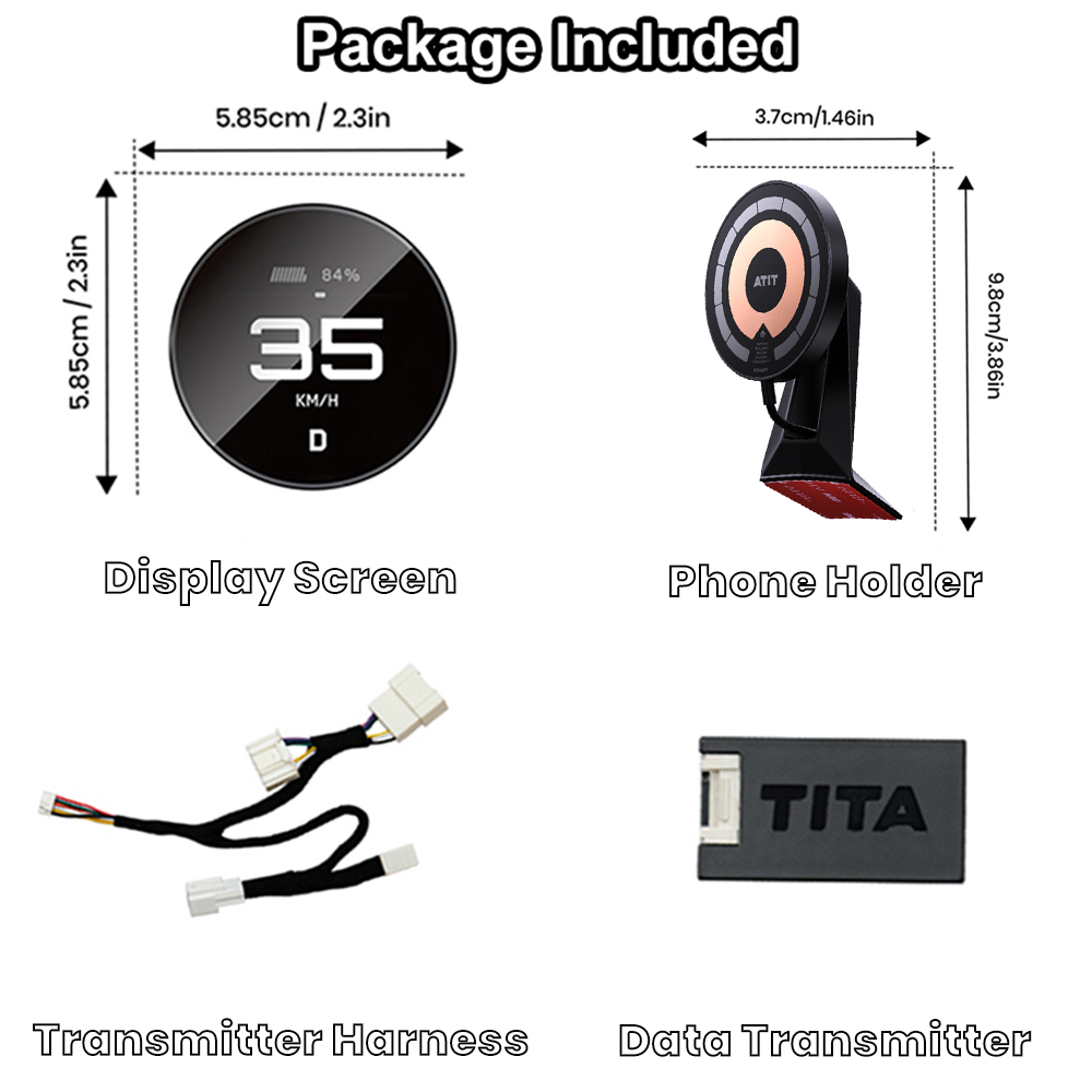 TITA 1.8" Smart Display Pro for Tesla Model 3/Y, with Magnetic Charging Mount, Zero-Delay Tesla Data Sync, HUD for Model 3, Model Y, Model 3 Highland, Model Y Juniper