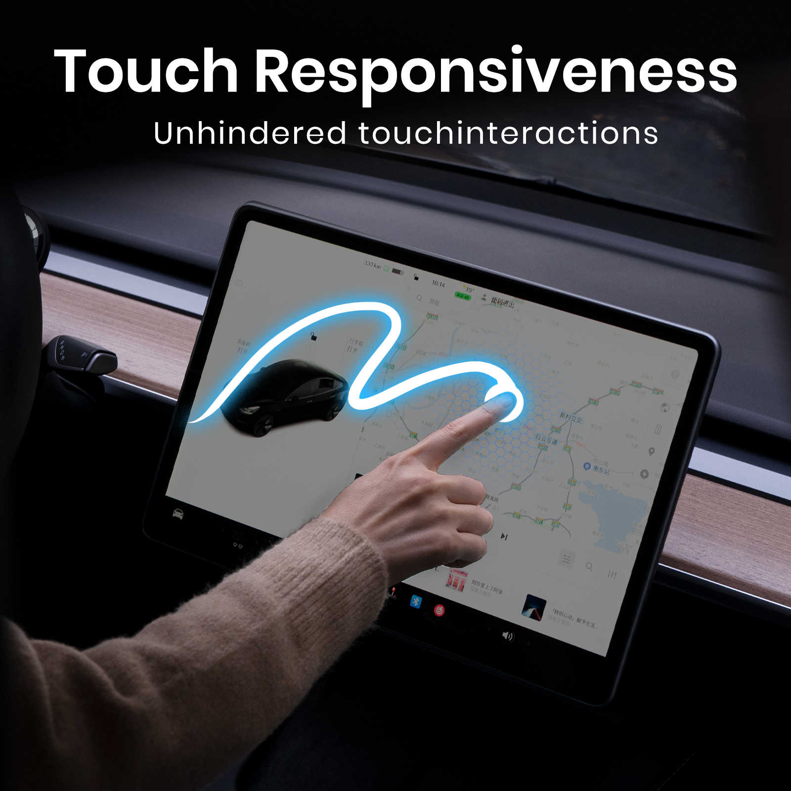 2025 Upgrade Tempered Glass Screen Protector for Tesla Model 3 and Tesla Model Y (2020-2024), Anti-glare, Anti-Fingerprint, Auto Alignment Kit Accessories