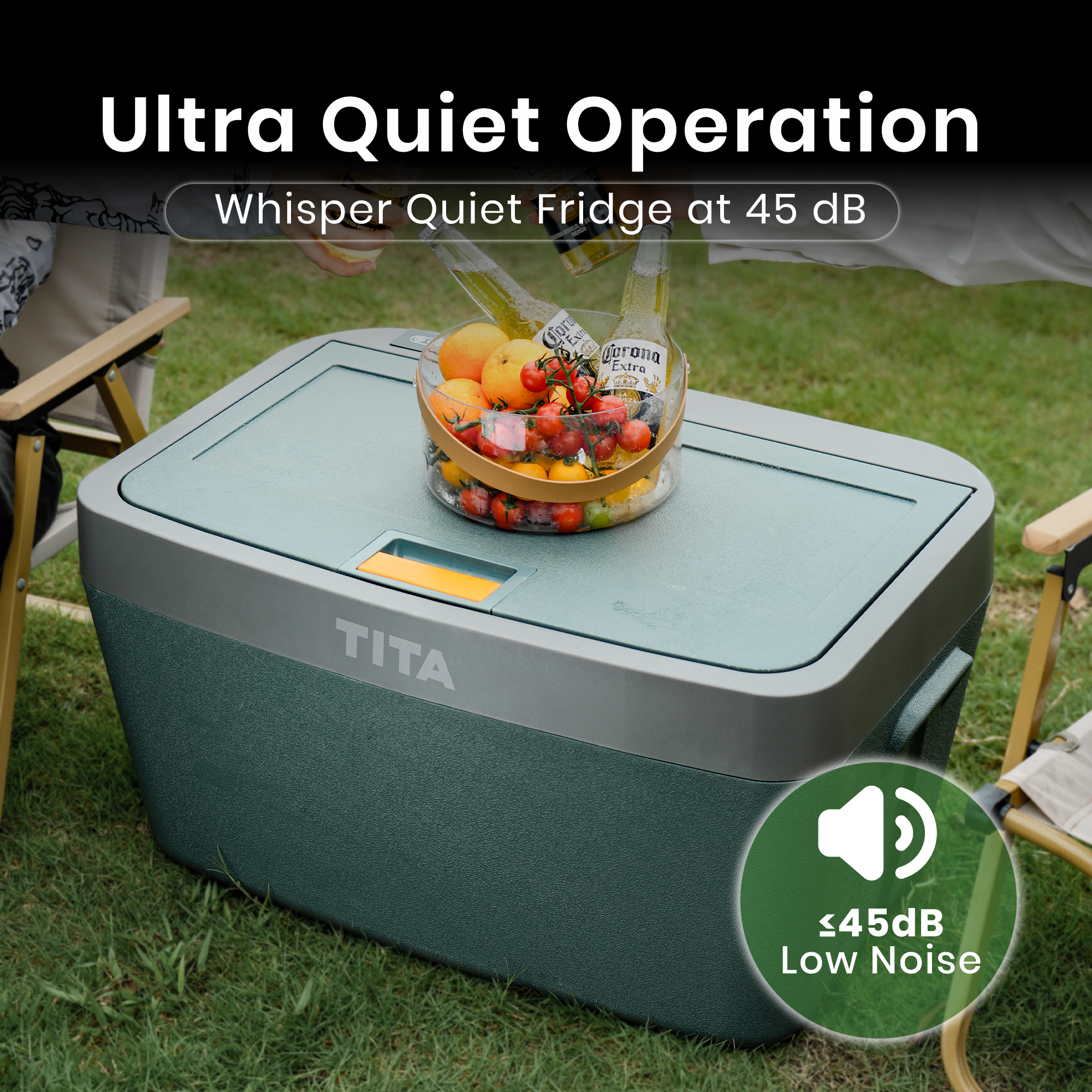 TITA  42 Qt Car Refrigerator for Tesla Model Y & Juniper, Portable 12V Dual-Zone Car Fridge Freezer, Rapid Cooling & Energy-Saving Modes, Mini Car Cooler for Travel, Camping & 12V/24V Vehicles