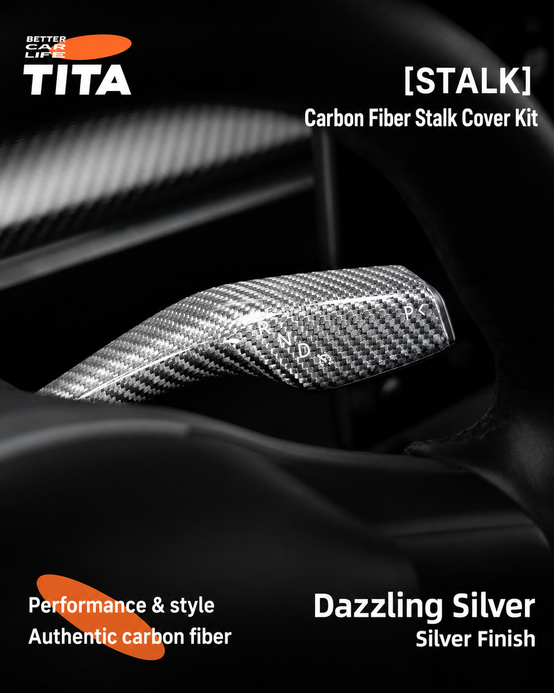 Genuine Carbon Fiber Gear Shift Cover Kit for Tesla, Premium Wear & Scratch Resistant Shift Trim, Gloss Black/Silver/Obsidian Options, No-Drill Easy Installation, Universal Fit for Tesla Models, Precision Fit Smooth Touch Interior Upgrade