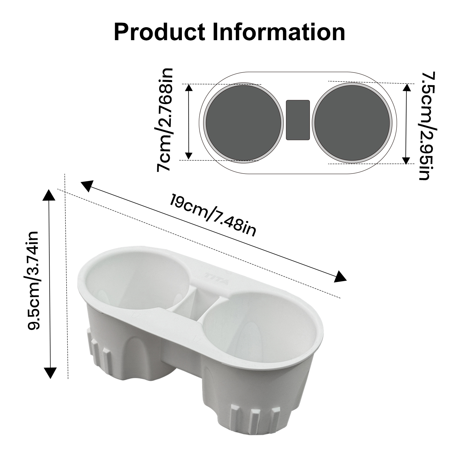 TITA Cup Holder Insert for Tesla Model 3 & Y (2021-2024) with Key Card Design, Easy to Install, Easy to Clean, Perfect Fit, Cup Securely Relies, Not Fit for 2024-2025 Model 3 Highland & 2025 New Model Y