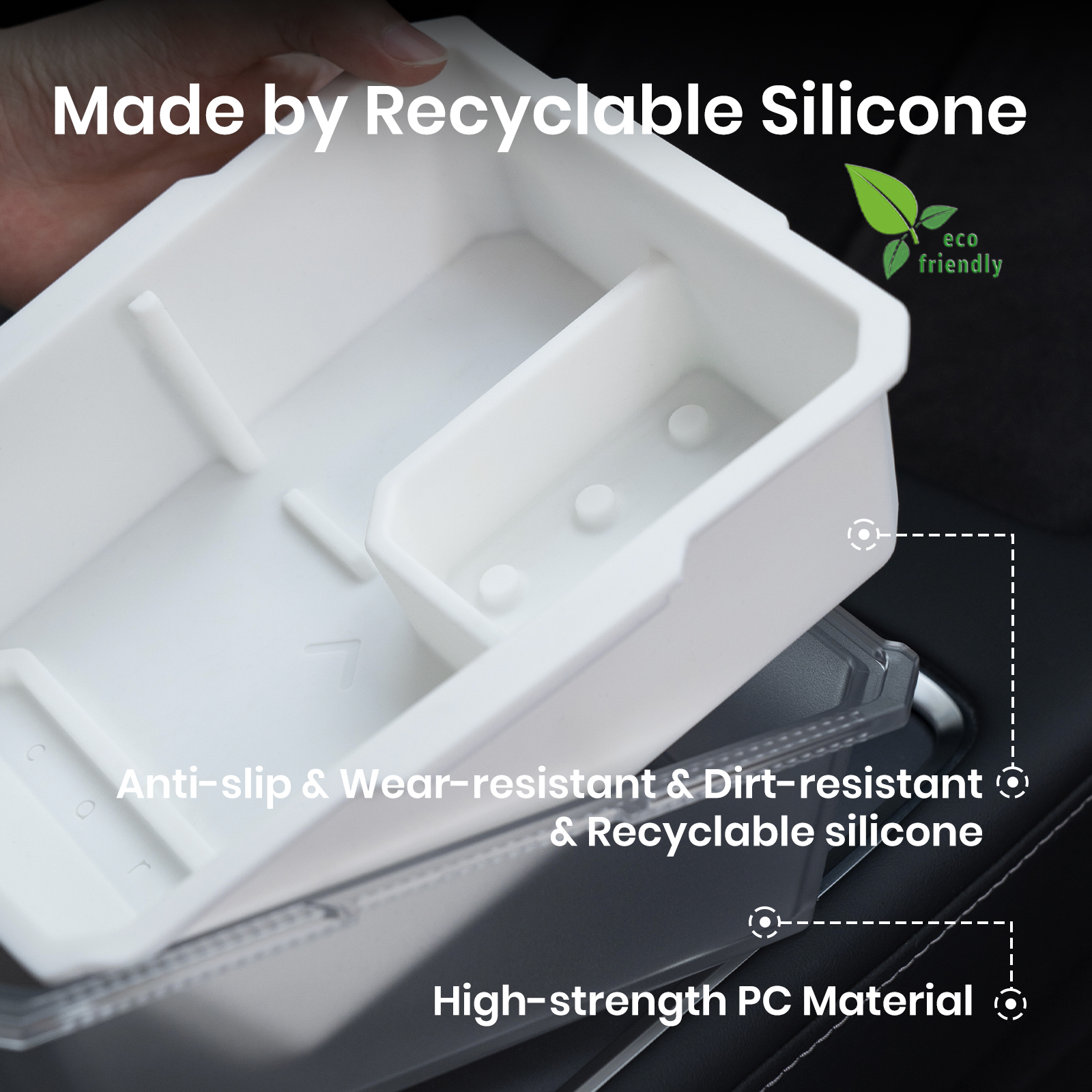 Center Console Organizer Tray Designed for Tesla Model 3 & Y (2021-2024), Two-Tier Removable Design, Easy to Install, Easy to Clean