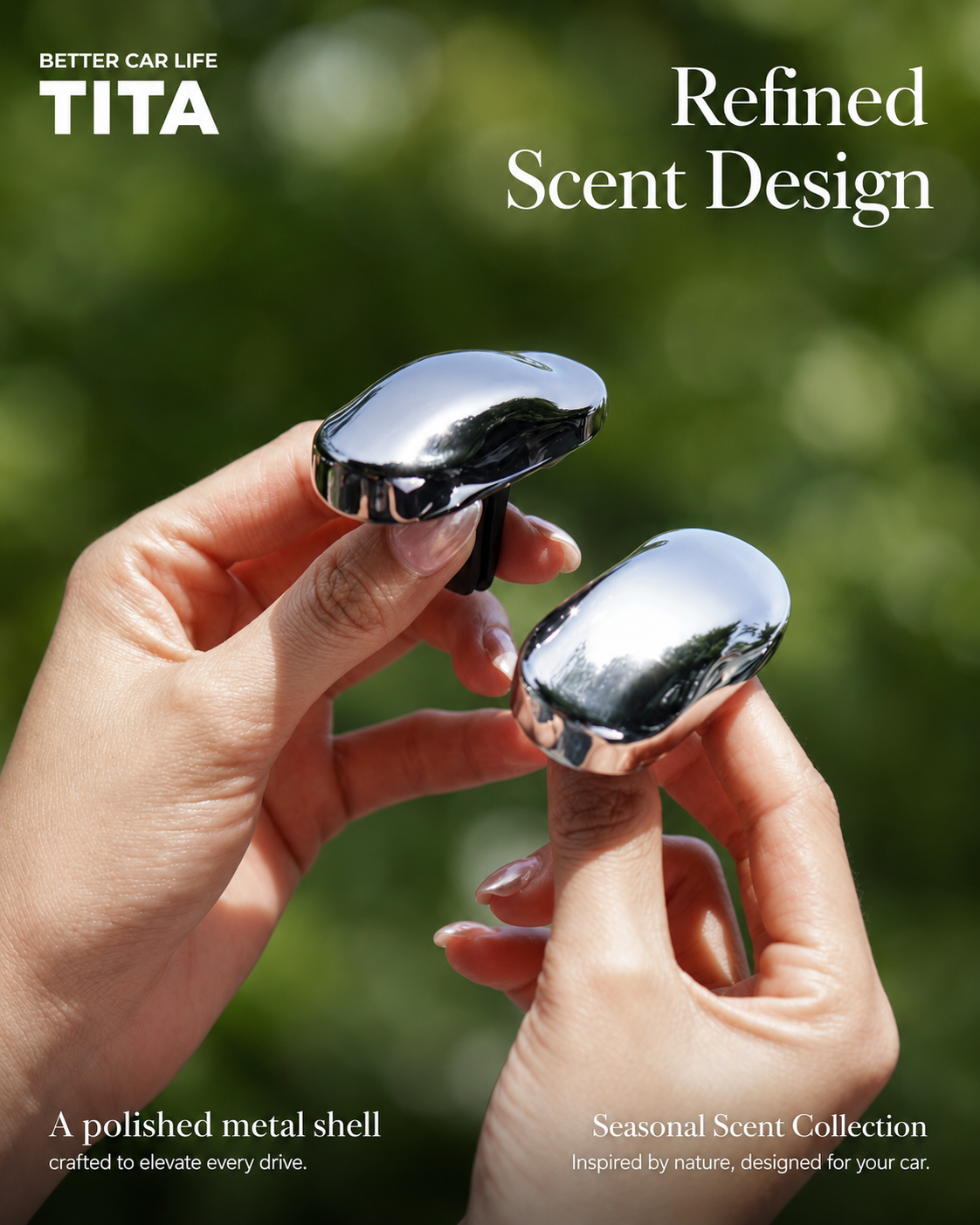 All-Metal Magnetic Car Air Freshener, High-Gloss Electroplated Mini Car-Shaped Fragrance Diffuser, Mirror Finish Tesla-Style Interior Decor, Replaceable Plant Extract Scent Balm, Adjustable Aroma Intensity, Universal Vent Fit with Silicone Adapter, Alcoho