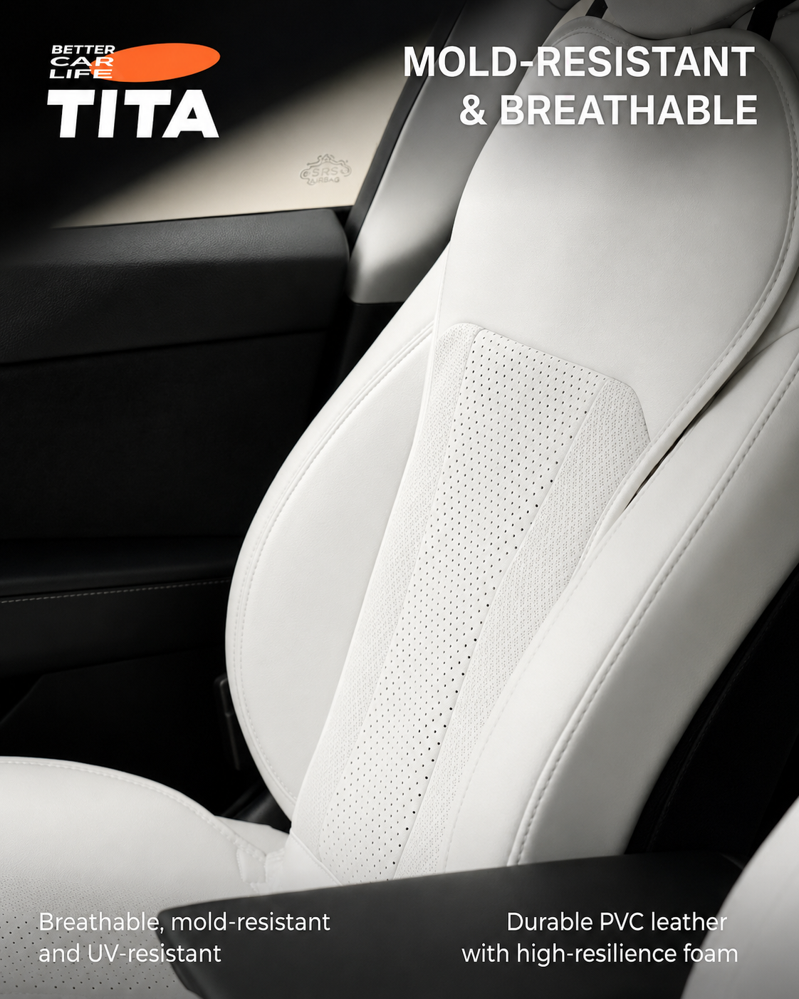 Car Seat Cooling Cushion with Built-in High-Speed Quiet Fans, Faux Leather & Perforated Leather Ventilated Seat Cover, Multi-Speed Airflow Adjustment, Perfect-Fit Breathable Cooling Seat Pad for Cars