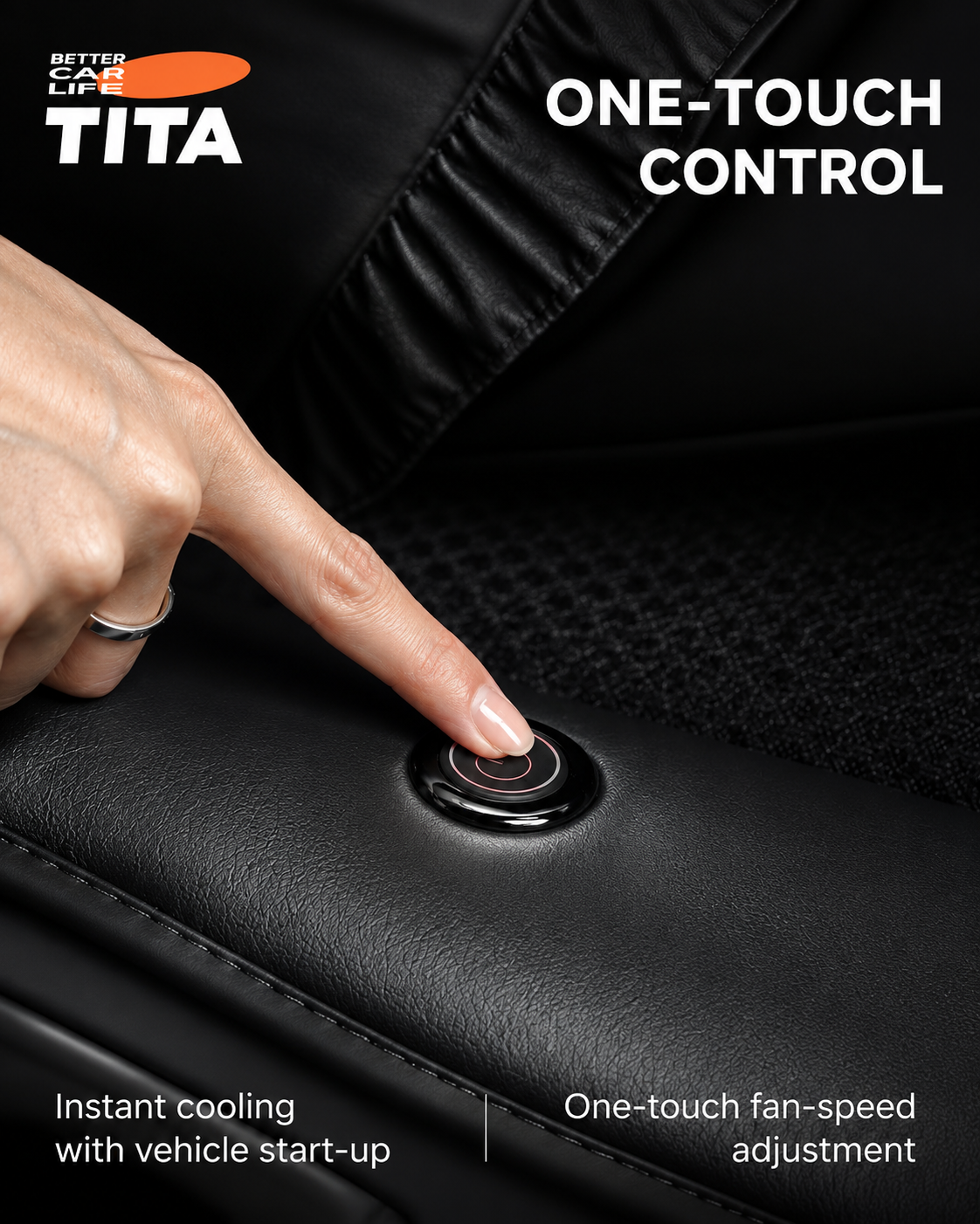 Car Seat Cooling Cushion with Built-in High-Speed Quiet Fans, Faux Leather & Perforated Leather Ventilated Seat Cover, Multi-Speed Airflow Adjustment, Perfect-Fit Breathable Cooling Seat Pad for Cars
