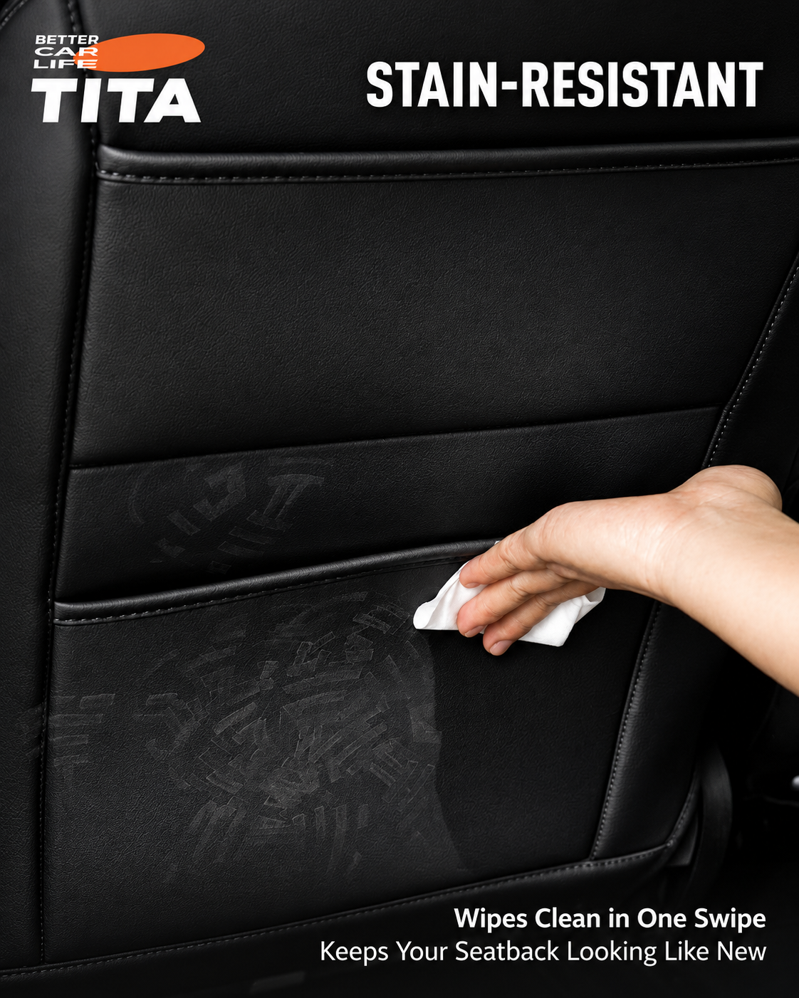 Car Seat Back Protector & Organizer Mat, Wear-Resistant Anti-Kick Leather Seat Cover, Waterproof & Stain-Resistant Faux Leather Backseat Storage Pad, Easy No-Damage Installation, OEM-Style Interior Color Match, Multi-Pocket Car Organizer