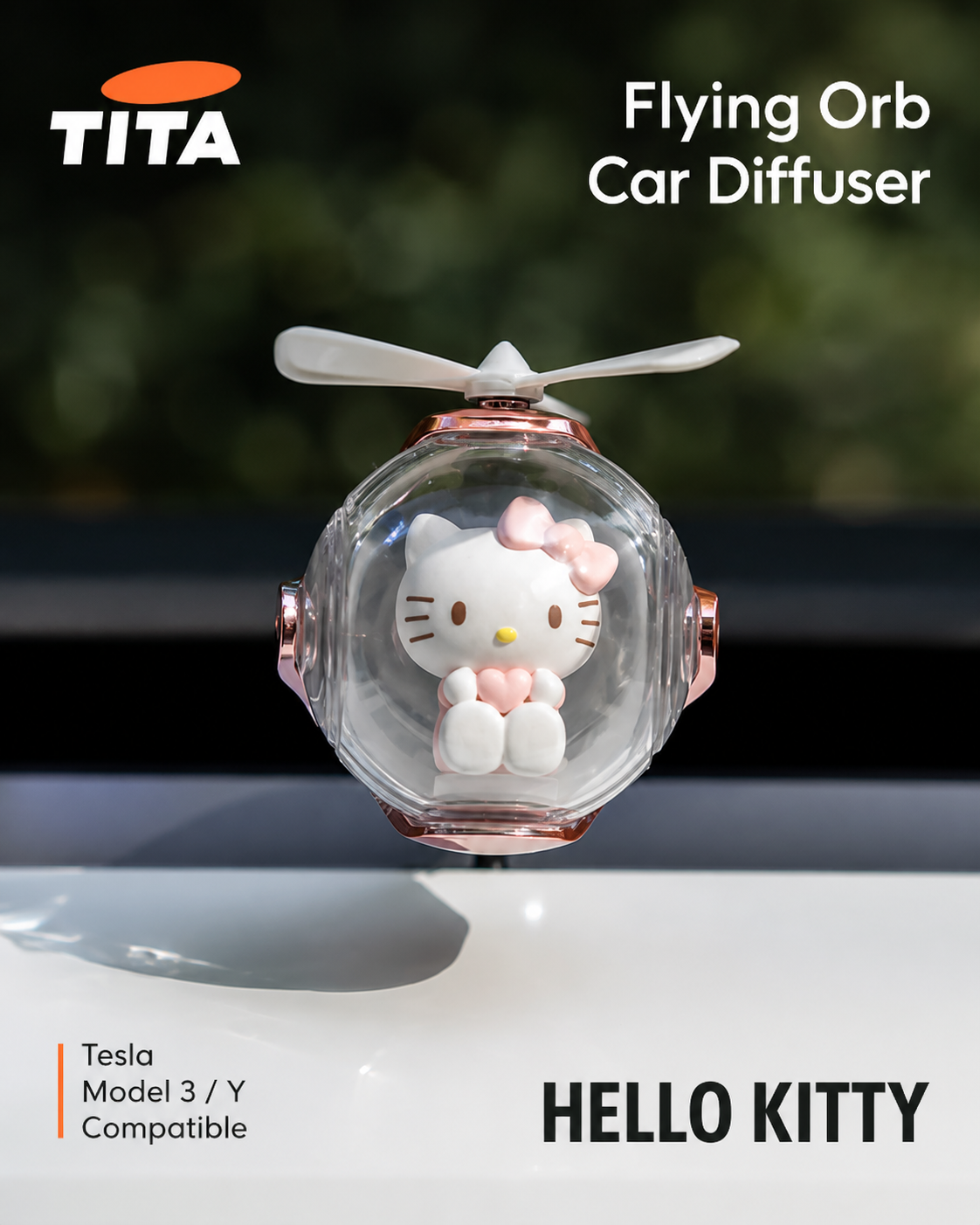 Cartoon IP Co-Branded Car Air Freshener for Tesla Model 3/Y, Vent-Mounted Aroma Diffuser with Eco-Friendly PE Scent Sheet & Essential Oil, Smooth Quiet Rotating Fan Blades, Built-in Premium Bearing, Colorful Ambient Light Effect