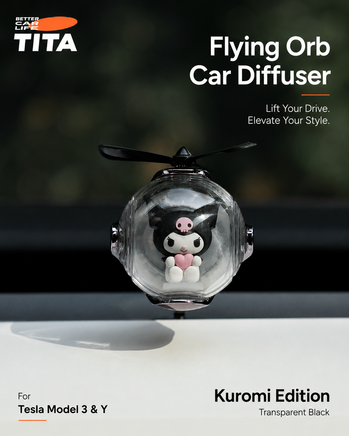 Cartoon IP Co-Branded Car Air Freshener for Tesla Model 3/Y, Vent-Mounted Aroma Diffuser with Eco-Friendly PE Scent Sheet & Essential Oil, Smooth Quiet Rotating Fan Blades, Built-in Premium Bearing, Colorful Ambient Light Effect
