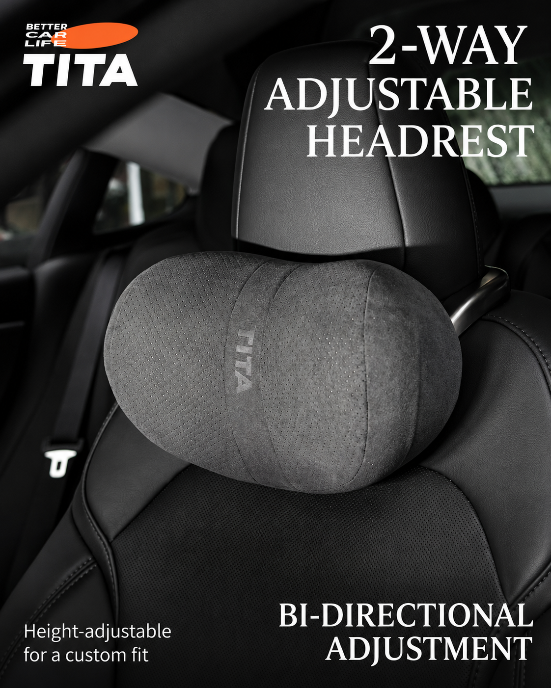 Adjustable Car Headrest & Lumbar Support Pillow Set, Bionic Neck Cushion with Up/Down & Forward/Backward Angle Adjustment, Skin-Friendly Suede Breathable Fabric, Waterproof Stain-Resistant Seat Support, Easy Buckle Installation