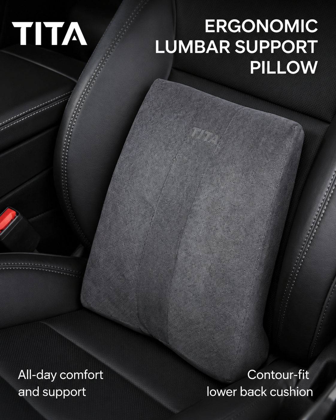 Adjustable Car Headrest & Lumbar Support Pillow Set, Bionic Neck Cushion with Up/Down & Forward/Backward Angle Adjustment, Skin-Friendly Suede Breathable Fabric, Waterproof Stain-Resistant Seat Support, Easy Buckle Installation