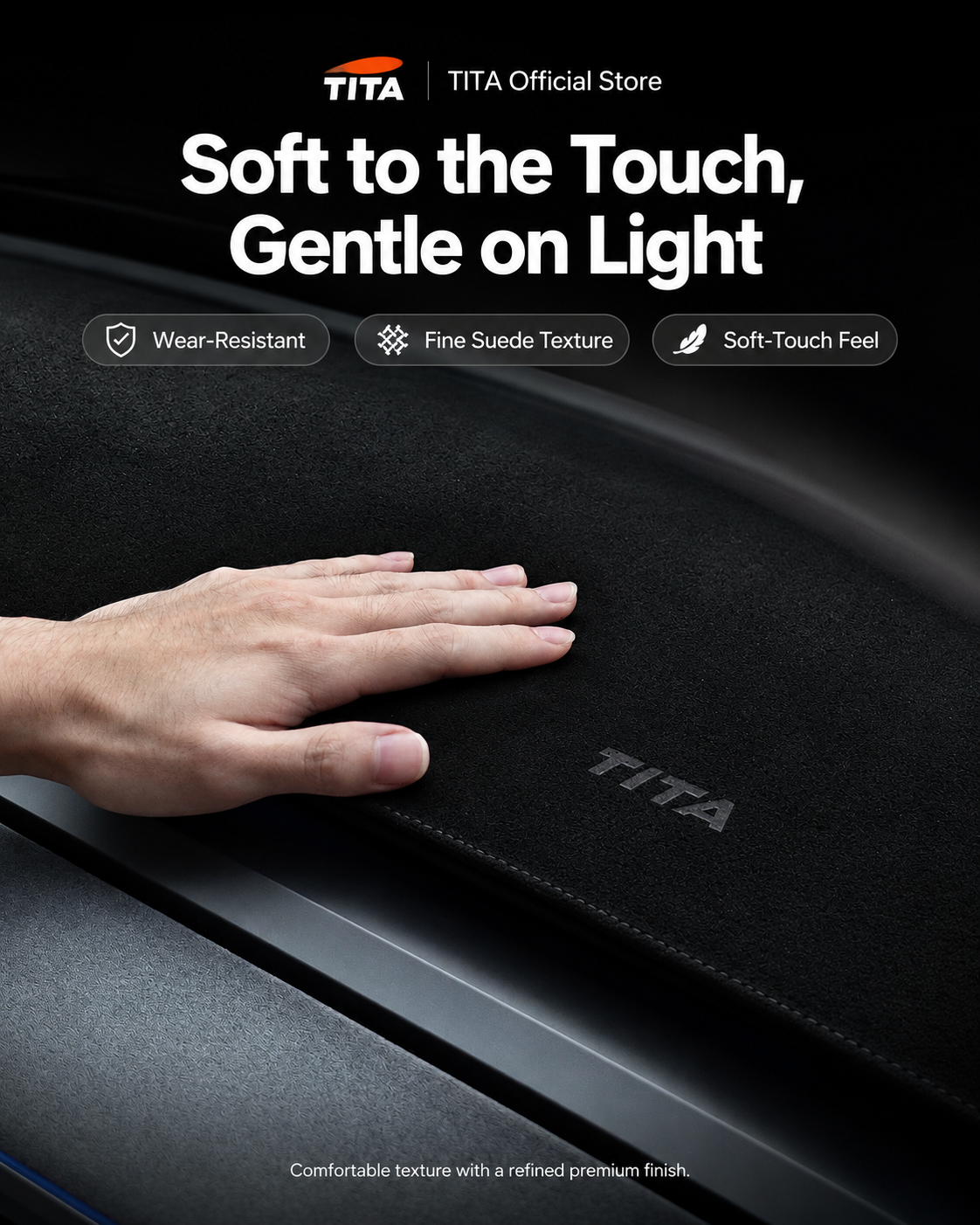 Custom-Fit Tesla Dashboard Sunshade Mat for Refreshed Model 3/Y/YL, Alcantara-Style Suede Anti-Glare Dash Cover, UV-Resistant Interior Protection Pad, Ambient Light Cutouts, Airbag-Safe Design, Non-Slip No-Adhesive Installation
