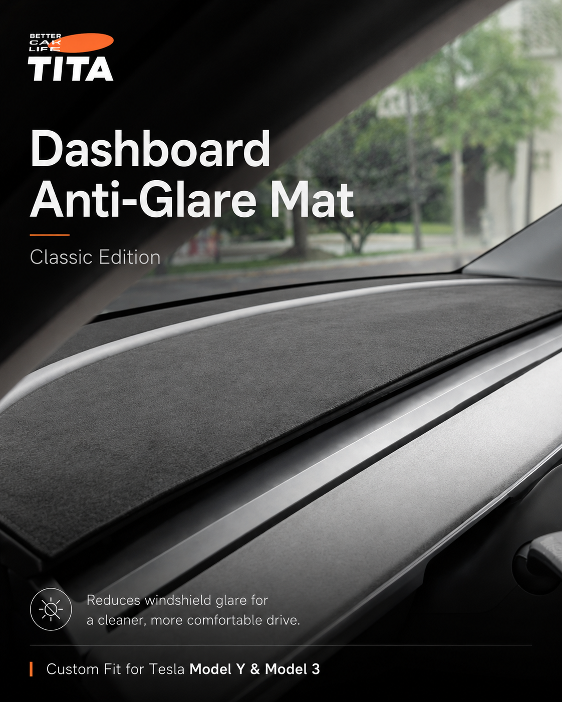 Custom-Fit Tesla Dashboard Sunshade Mat for Refreshed Model 3/Y/YL, Alcantara-Style Suede Anti-Glare Dash Cover, UV-Resistant Interior Protection Pad, Ambient Light Cutouts, Airbag-Safe Design, Non-Slip No-Adhesive Installation