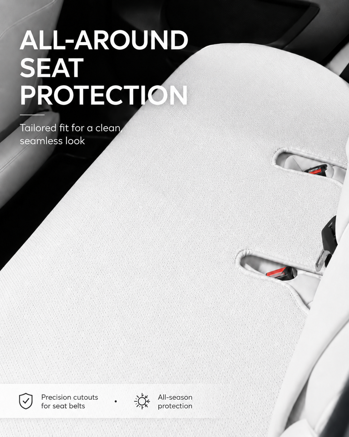 Tesla Full Set No-Removal Seat Cover Cushion, Custom-Fit 1:1 Molded Leather Seat Protector for Tesla Model Seats, Wear-Resistant Scratch-Resistant Waterproof & Stain-Resistant, Buckle + Elastic Strap Secure Fixing, OEM-Style Interior Color Match