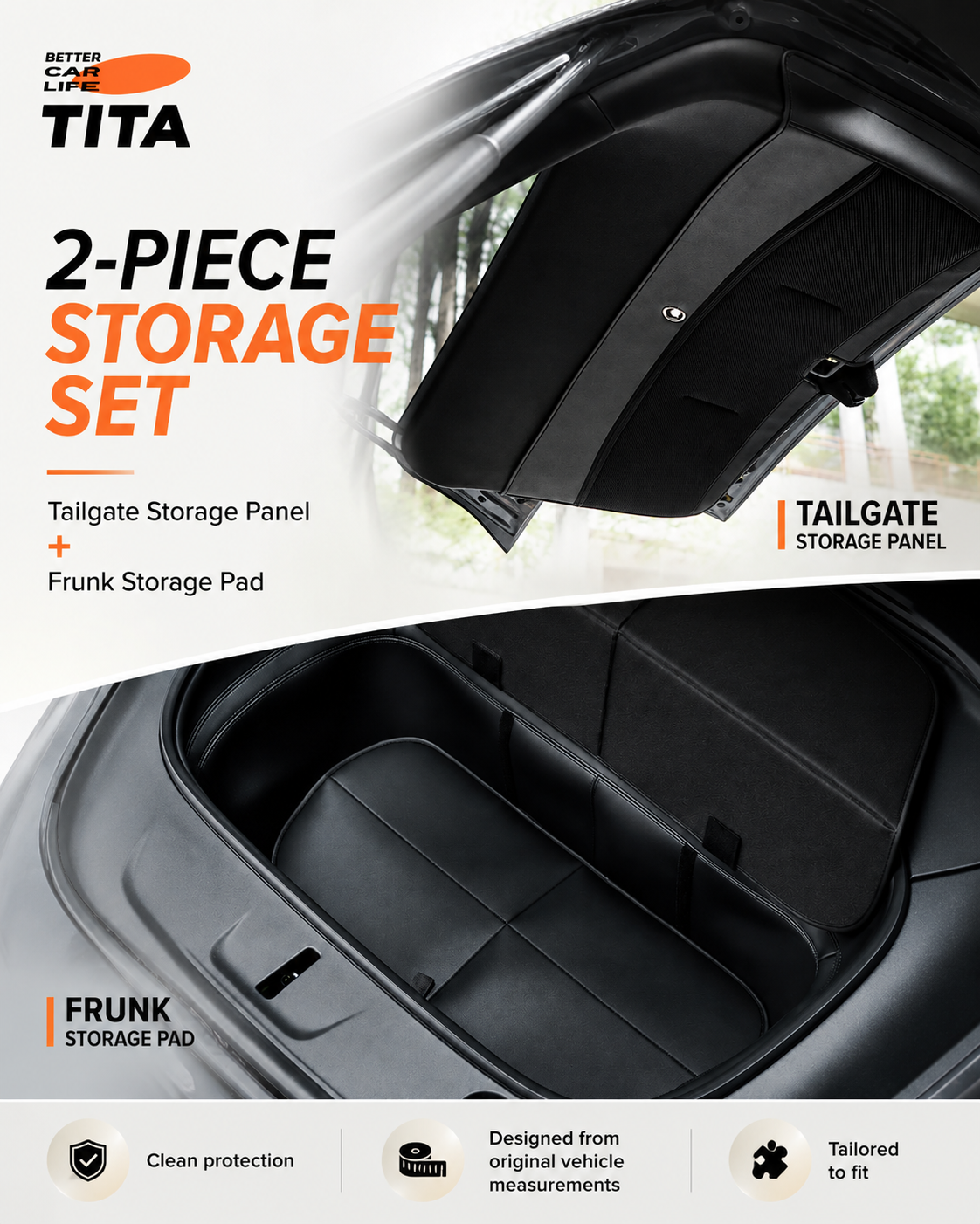 Tesla Juniper Model Y Frunk Organizer Box & Rear Trunk Door Storage Mat Set, Perfect-Fit Food-Grade Eco-Friendly TPE Storage Accessories, Drop-In No-Drill No-Adhesive Installation, Multi-Compartment Trunk Organizer