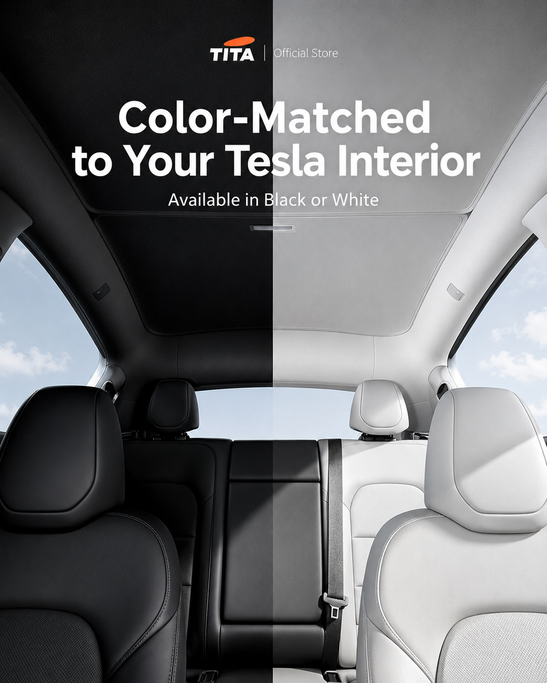 Tesla Model 3/Y Glass Roof Sunshade, Custom-Fit Panoramic Skylight Shade Curtain with High-Density Composite Heat Insulation Fabric, 1:1 Molded Roof Fit, No-Damage Clip Installation, Lightweight Foldable Compact Storage