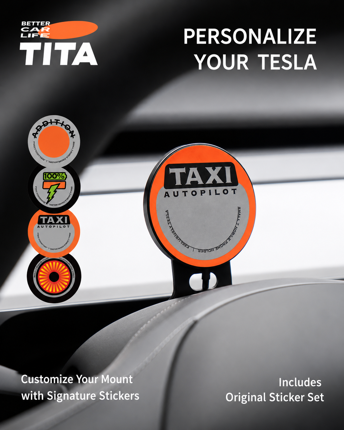 Tesla Steering Wheel Magnetic Phone Mount Wireless Charger, Qi 15W Fast Charging Car Phone Holder with 12 N52 Neodymium Magnets, Full Aluminum Alloy Body, Acrylic Panel, 165cm USB-C Cable, No-Trace 3M Adhesive Mount, Stickers Included