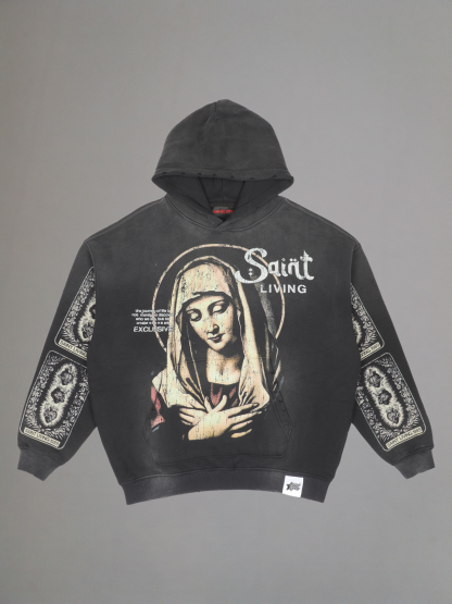 EXCLUSIVE CLUB BLACK ACID "SAINT LIVING" HOODIE