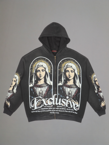 EXCLUSIVE CLUB VIRGEN MARY ZIP UP HOODIE