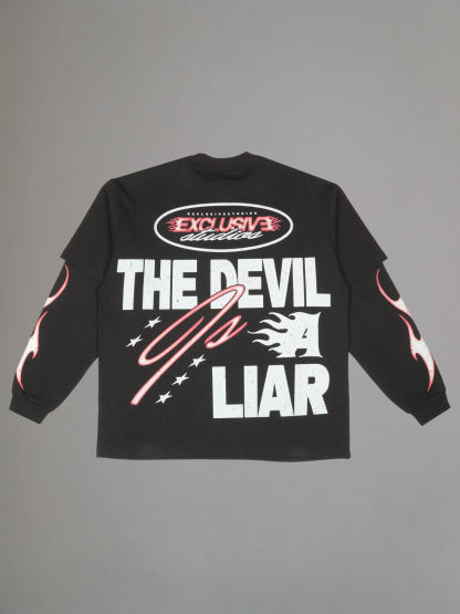 EXCLUSIVE CLUB BLACK THE DEVIL IS A LIAR DOUBLE SLEEVE TEE